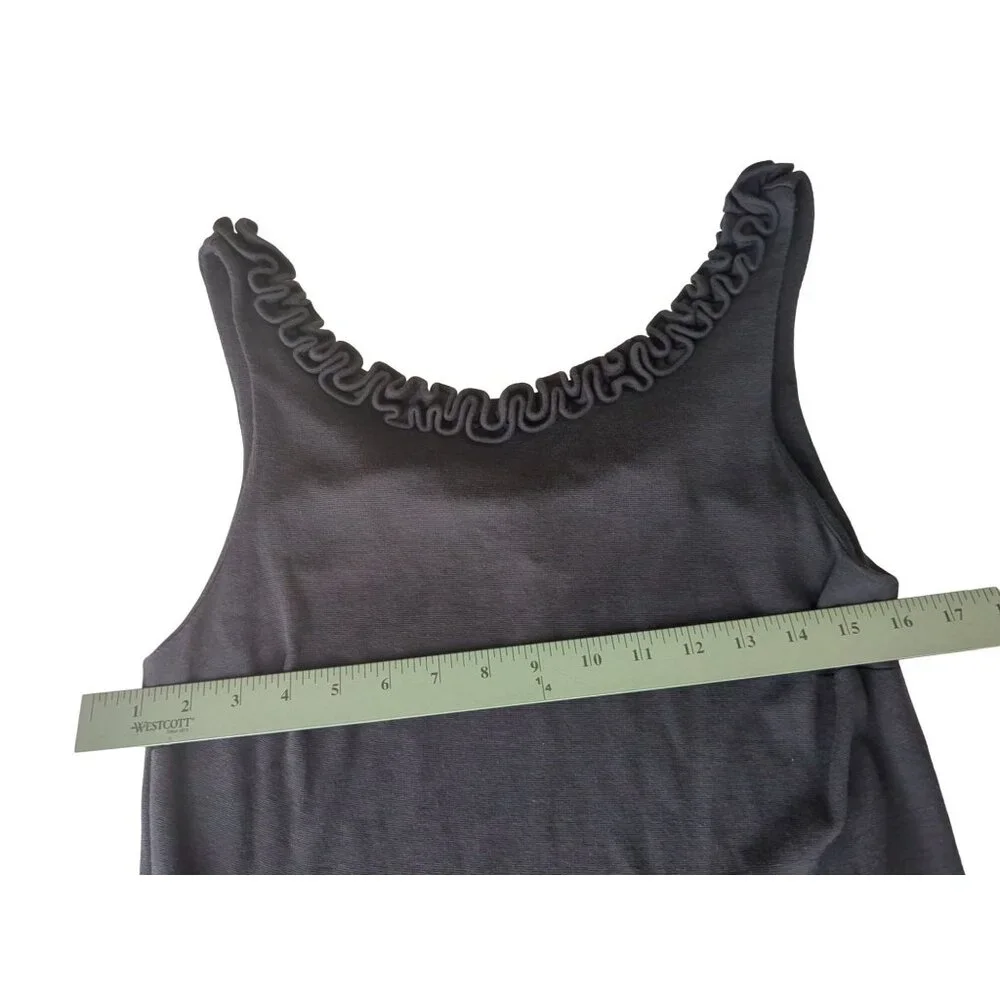 J Crew Shift Dress Womens S‎ Gray Pullover Sleeveless Ruffle Stretch Casual